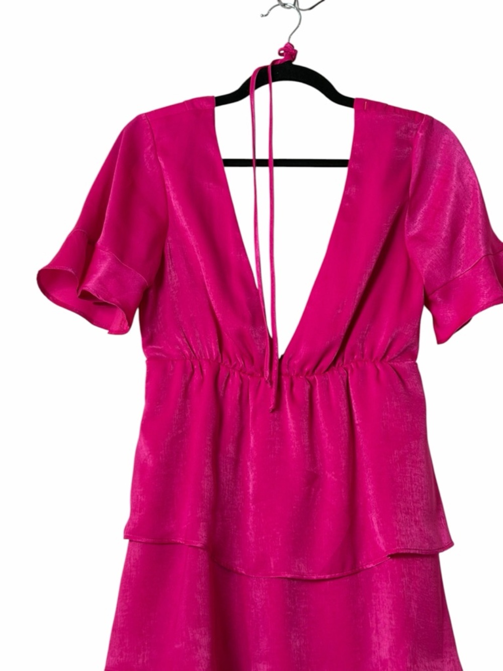 Show Me Your Mumu Pink Dulce Dress Small Tiered Ruffle V-Neck Mini - Picture 4 of 7